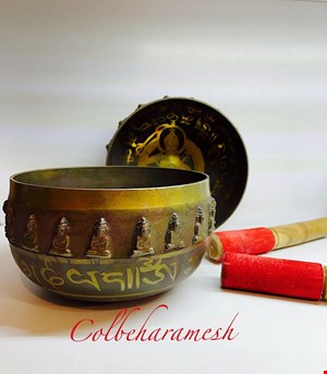 کاسه تبتی با حکاکی برجسته دیواره